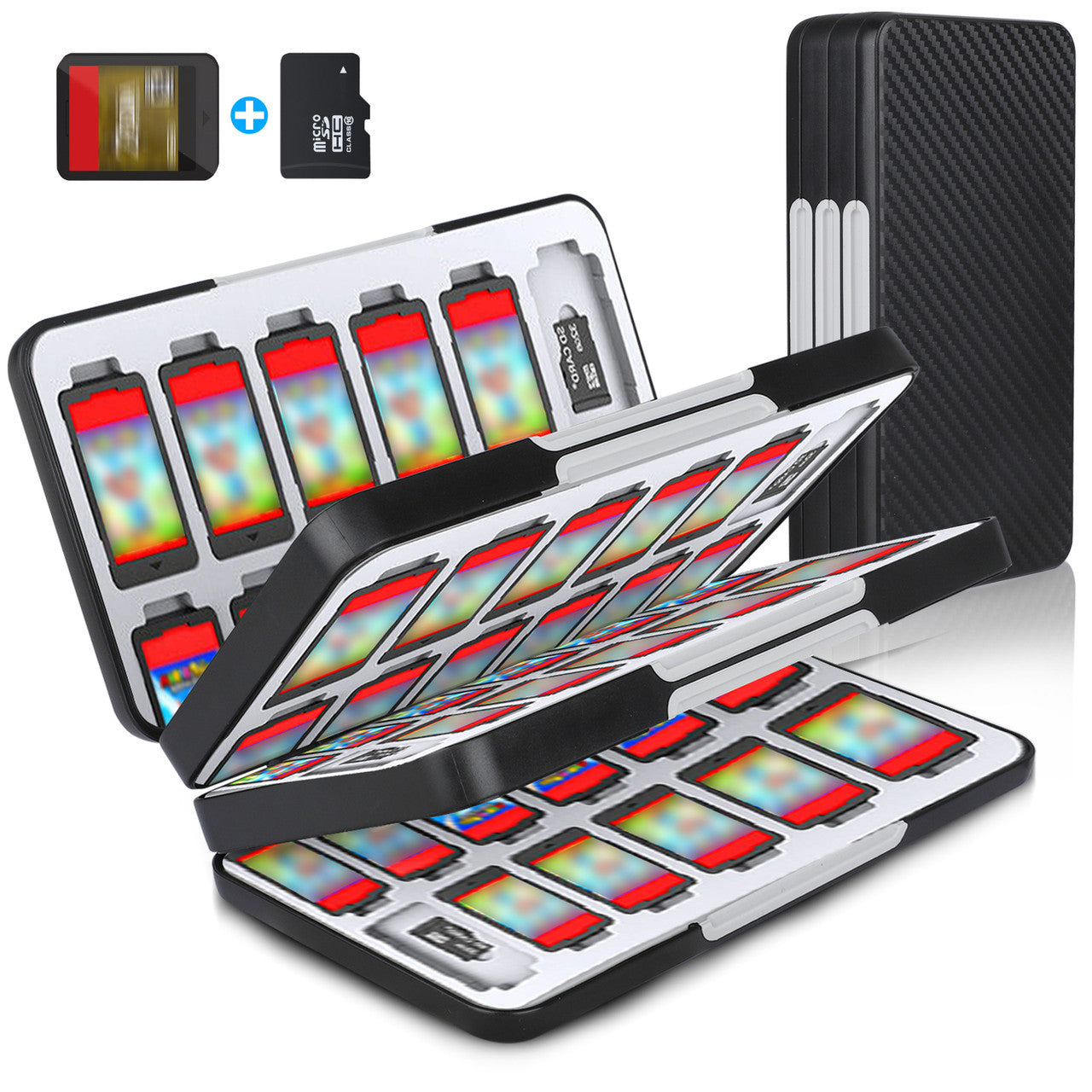 Game Card Case for Nintendo Switch/ Lite-the Game Cartridge Case Holder Can Store 72 Game Cards, Silicon Lining (Black)