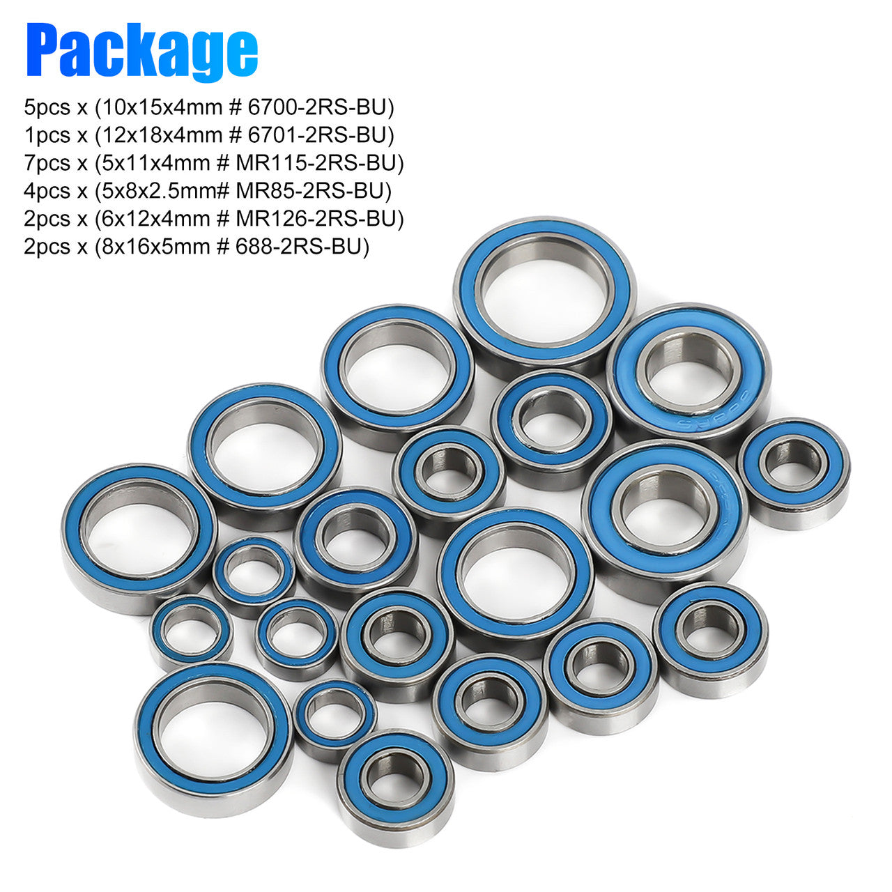 21 Pcs 4WD Bearings - For Traxxas Slash Rustler Stampede Wheel Hub Ball Bearings Traxxas Stampede and Traxxas Slash 4x4 (Blue)