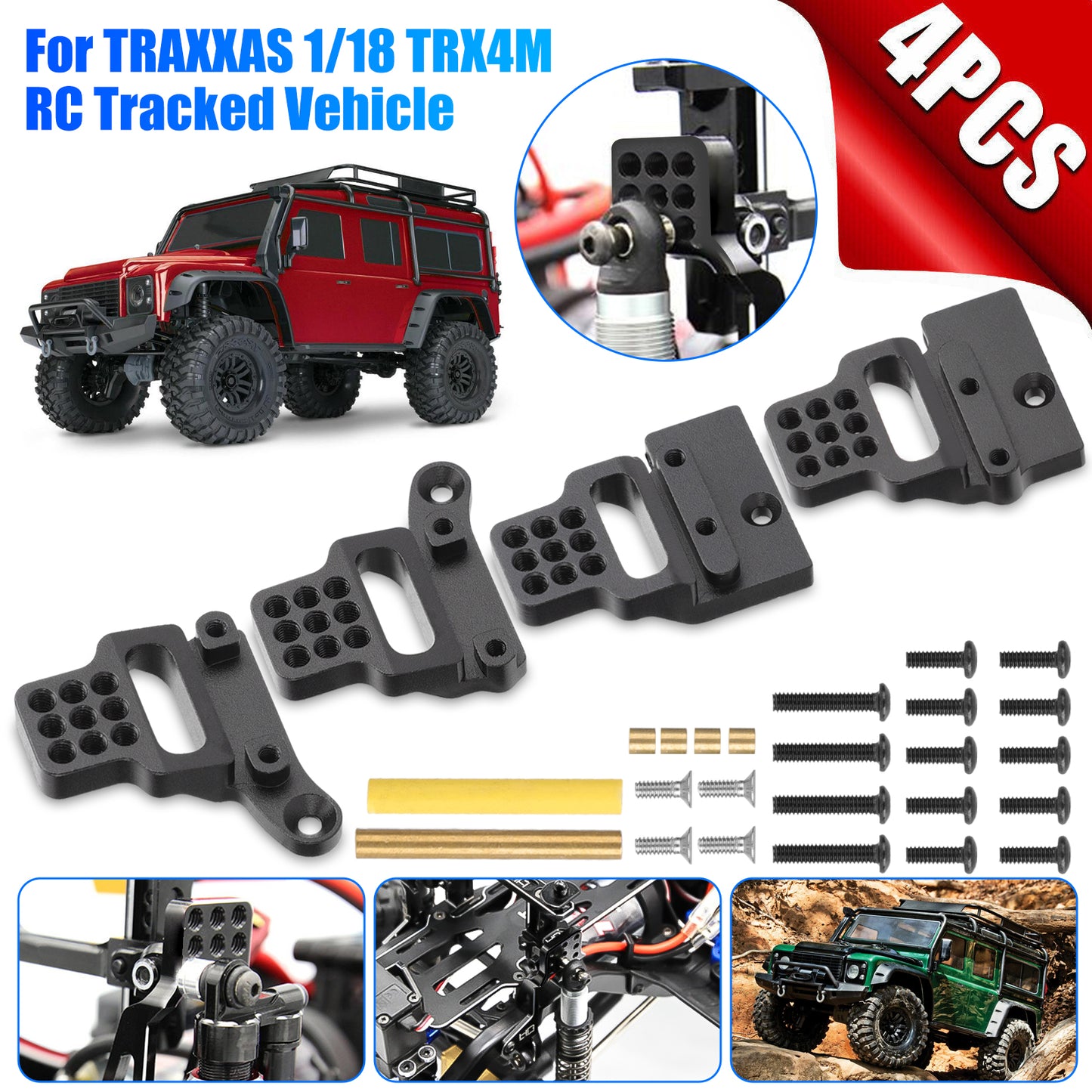 Aluminum Alloy Front/Rear Shock Mount for RC Crawler Car TRX4M