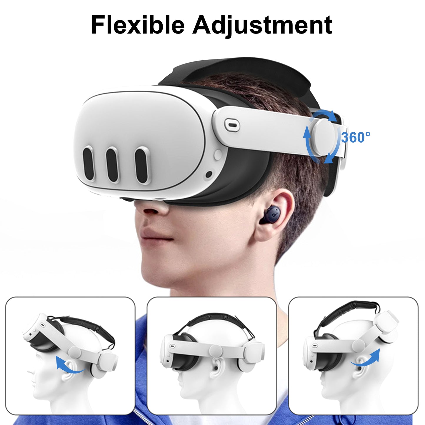 Head Strap Fit for Meta/Oculus Quest 3 - Adjustable Elite Strap  Pressure-Free Lightweight Bundle Replacement for Enhanced Comfort, VR Accessories
