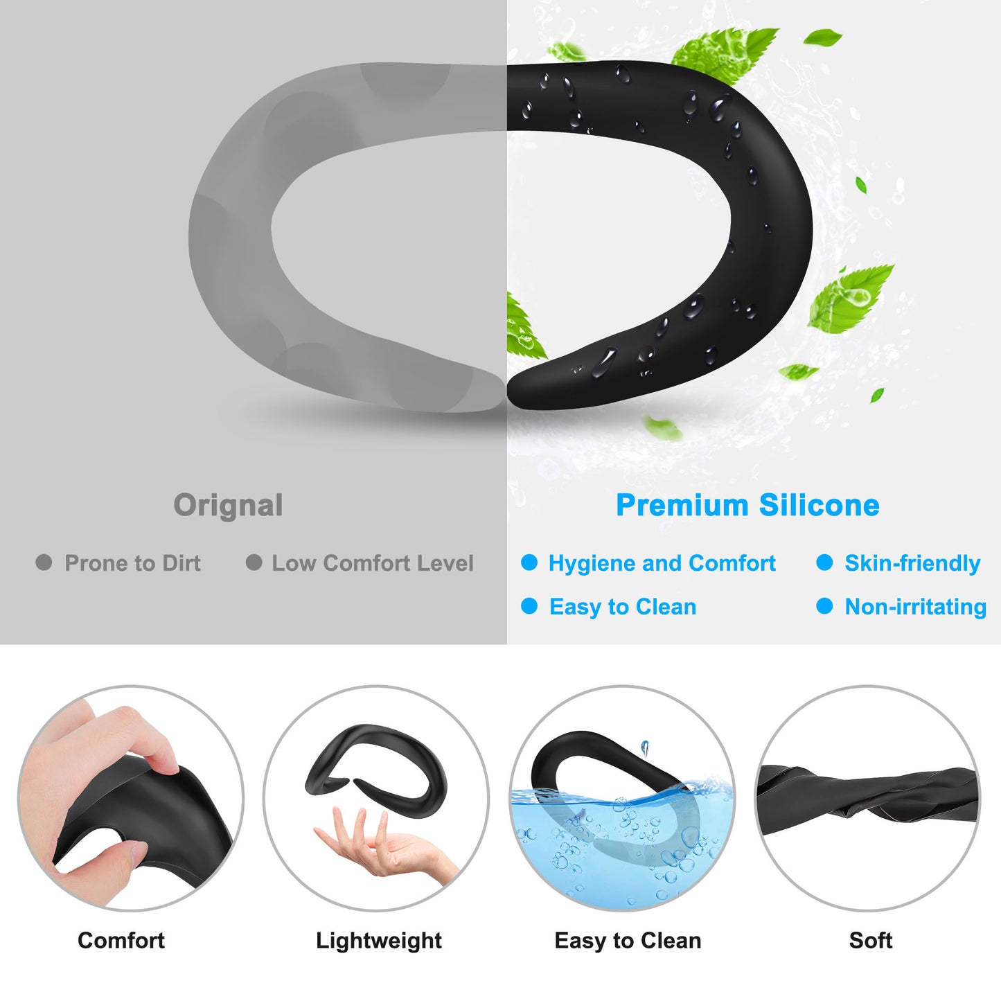 2 Pcs Silicone VR Facial Interface for Quest 3 Headset Replacement - Anti-Leakage Light Nose Pad Face Cover Compatible with Oculus Quest 3 Accessories (Black & White)