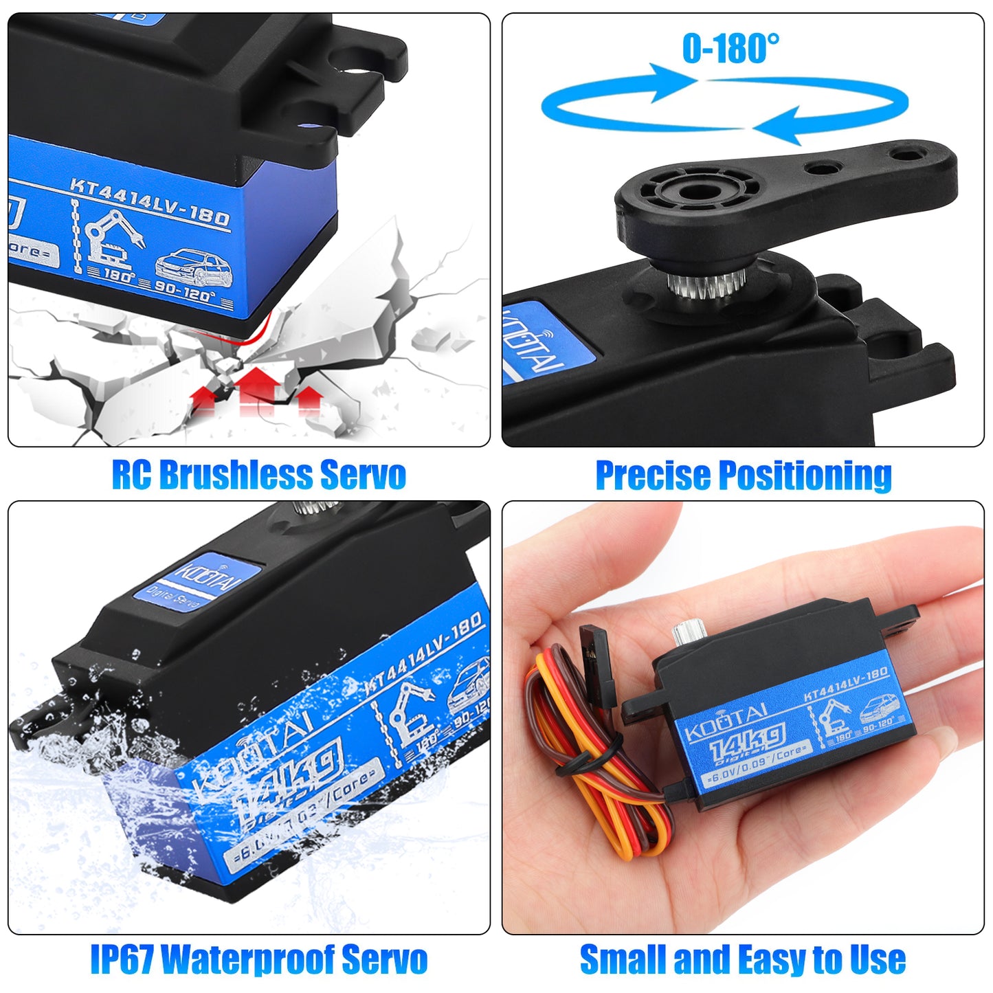 High Precision 14KG Waterproof Digital RC Servo - Low Profile, High Torque Metal Gear Motor for 1/10 1/12 Scale Vehicles & Robotics