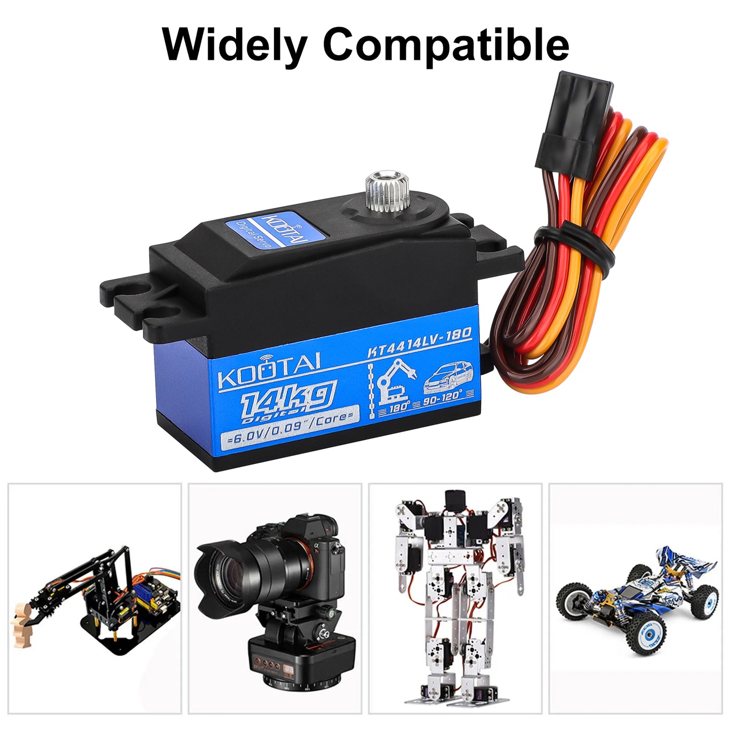 High Precision 14KG Waterproof Digital RC Servo - Low Profile, High Torque Metal Gear Motor for 1/10 1/12 Scale Vehicles & Robotics