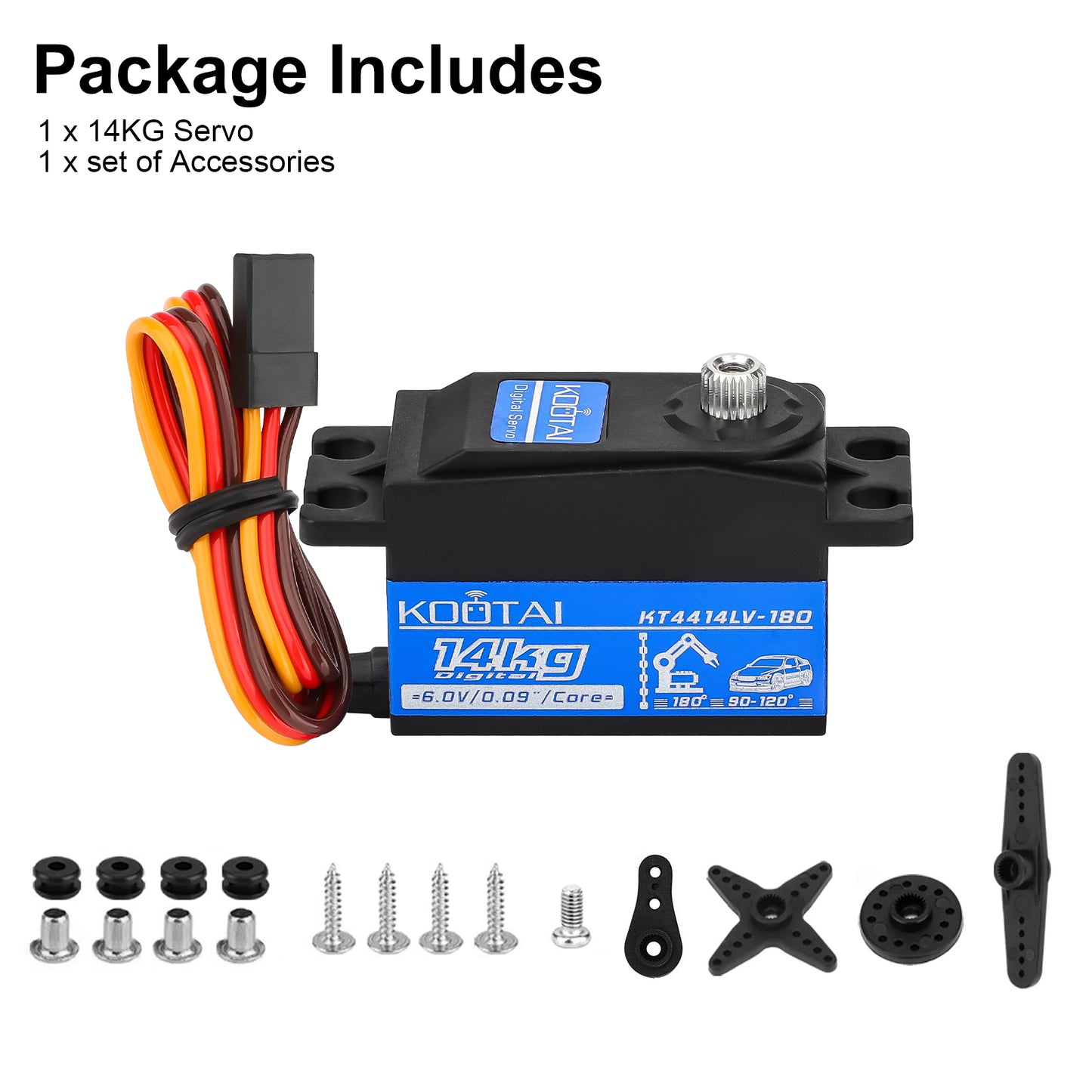 High Precision 14KG Waterproof Digital RC Servo - Low Profile, High Torque Metal Gear Motor for 1/10 1/12 Scale Vehicles & Robotics