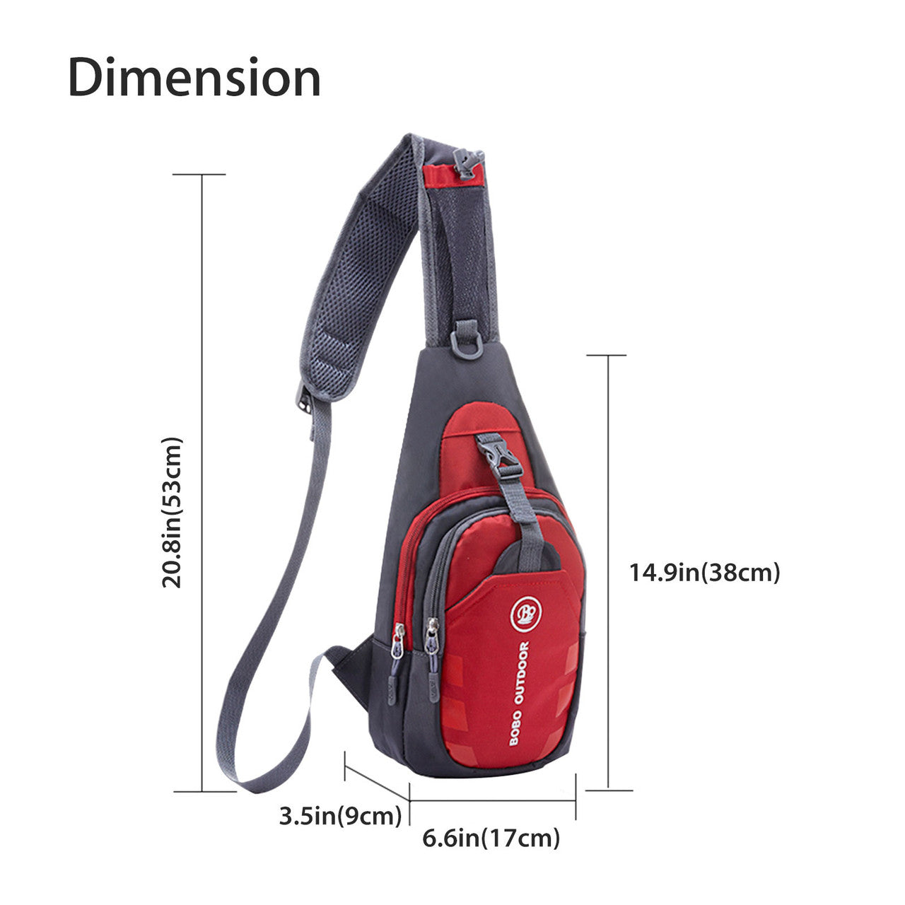 Sling Shoulder Bag, Comfortable Crossbody Chest Travel Hiking Backpack Compatible with Nintendo Switch, iPad, Books & Umbrella - Waterproof Nylon Crossbody Outdoor Bag (Red)