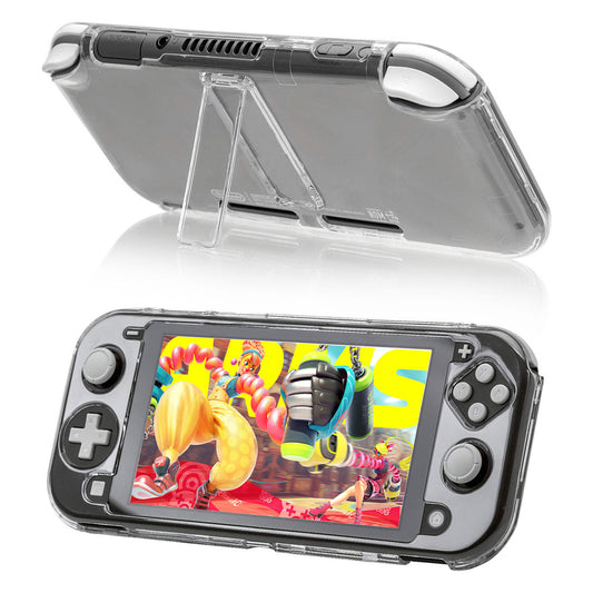 Durable Transparent Hard Cover Case with Built-in Kickstand - Comfortable Shock-Absorption Protective Grip Cover - Full Access to All the Features for Nintendo Switch Lite