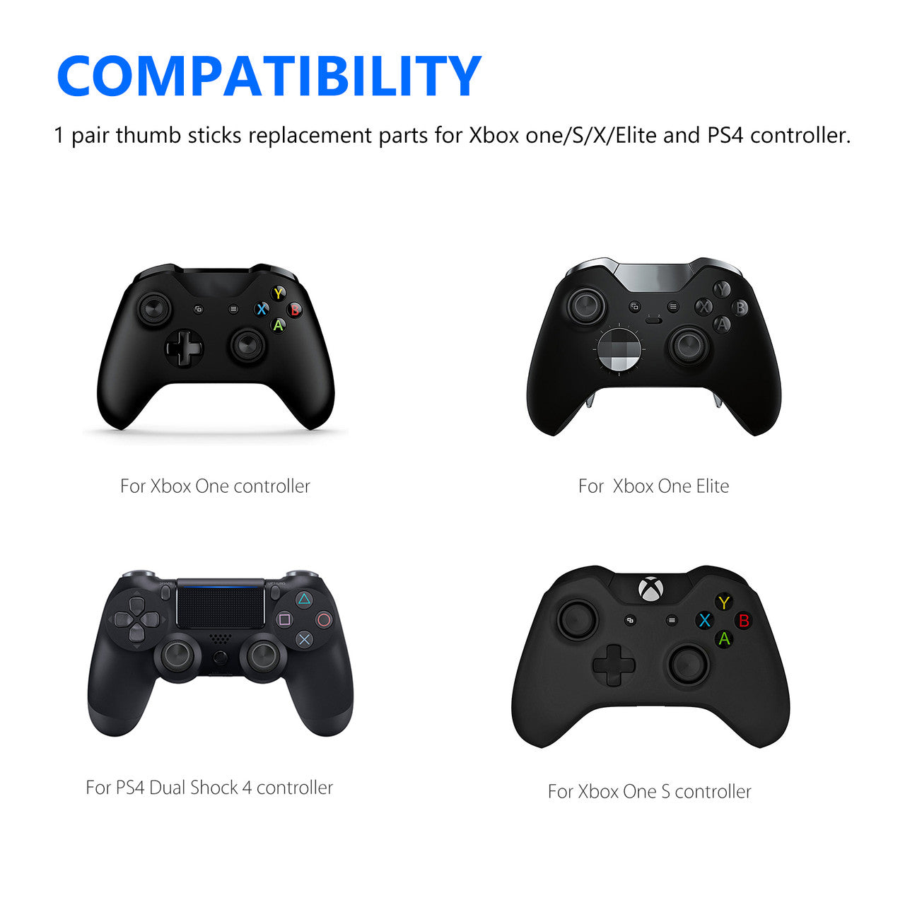 Replaceable Xbox One Elite Controller Swap Thumbstick Grips Parts Analog Joy Sticks Replacement Parts for Xbox one/S/X/Elite PS4 DualShock 4 Controller Accessories(Thumbsticks), 2pcs