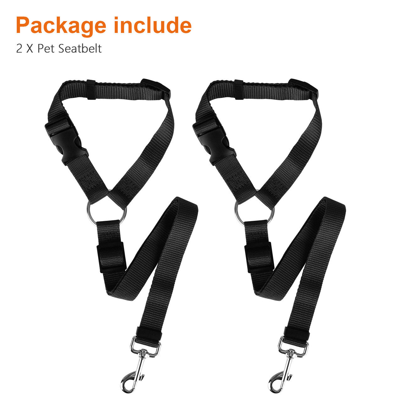 Dog Seat Belt Pet Dog Cat Car Seatbelt Safety Tether - Adjustable Harness Belts Pet Leash - Heavy Duty Nylon Seatbelts - Universal Fit Cars Truck SUV, Black, 2 Pack