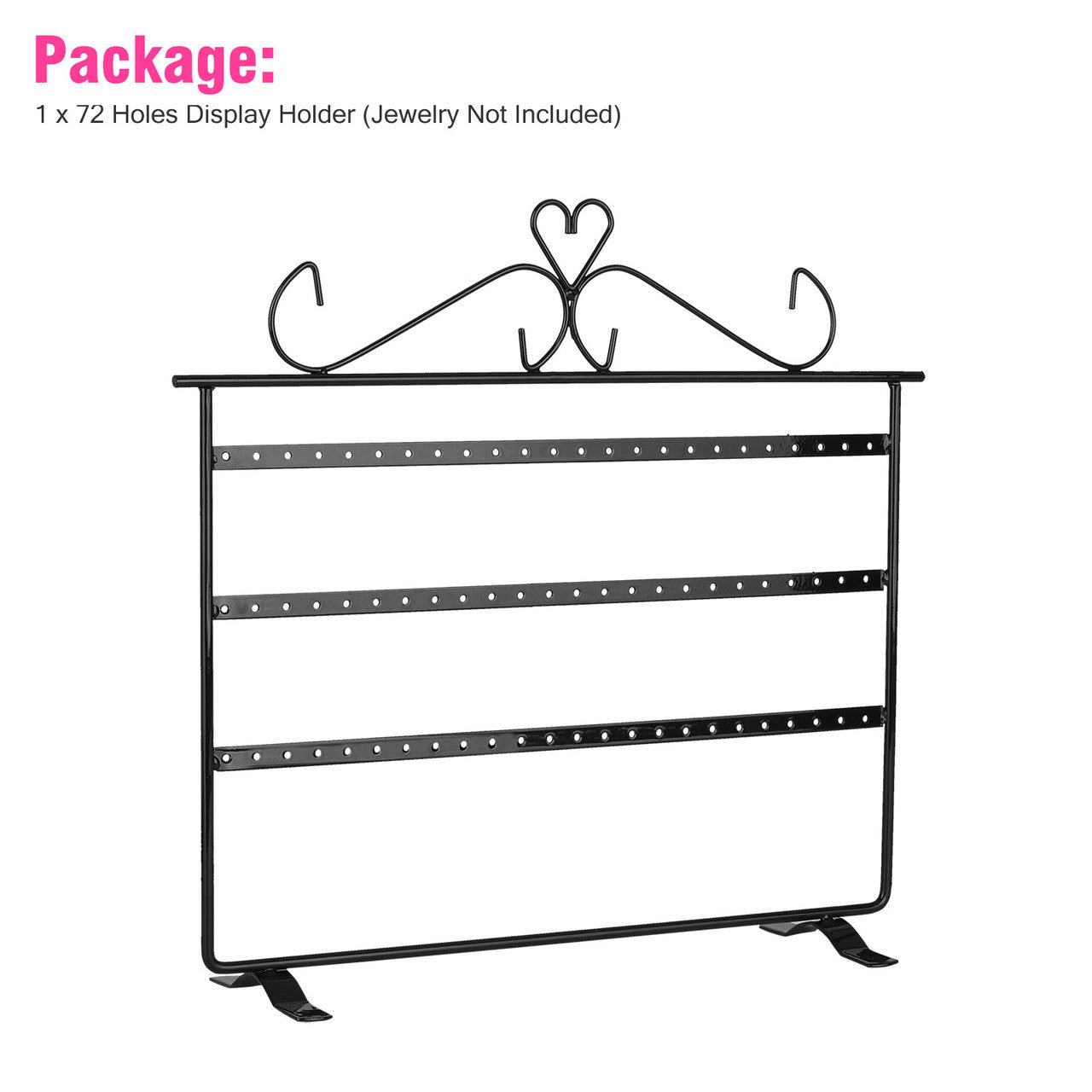 72 Holes Jewelry Organizer Earring Holder Display Stand, Black