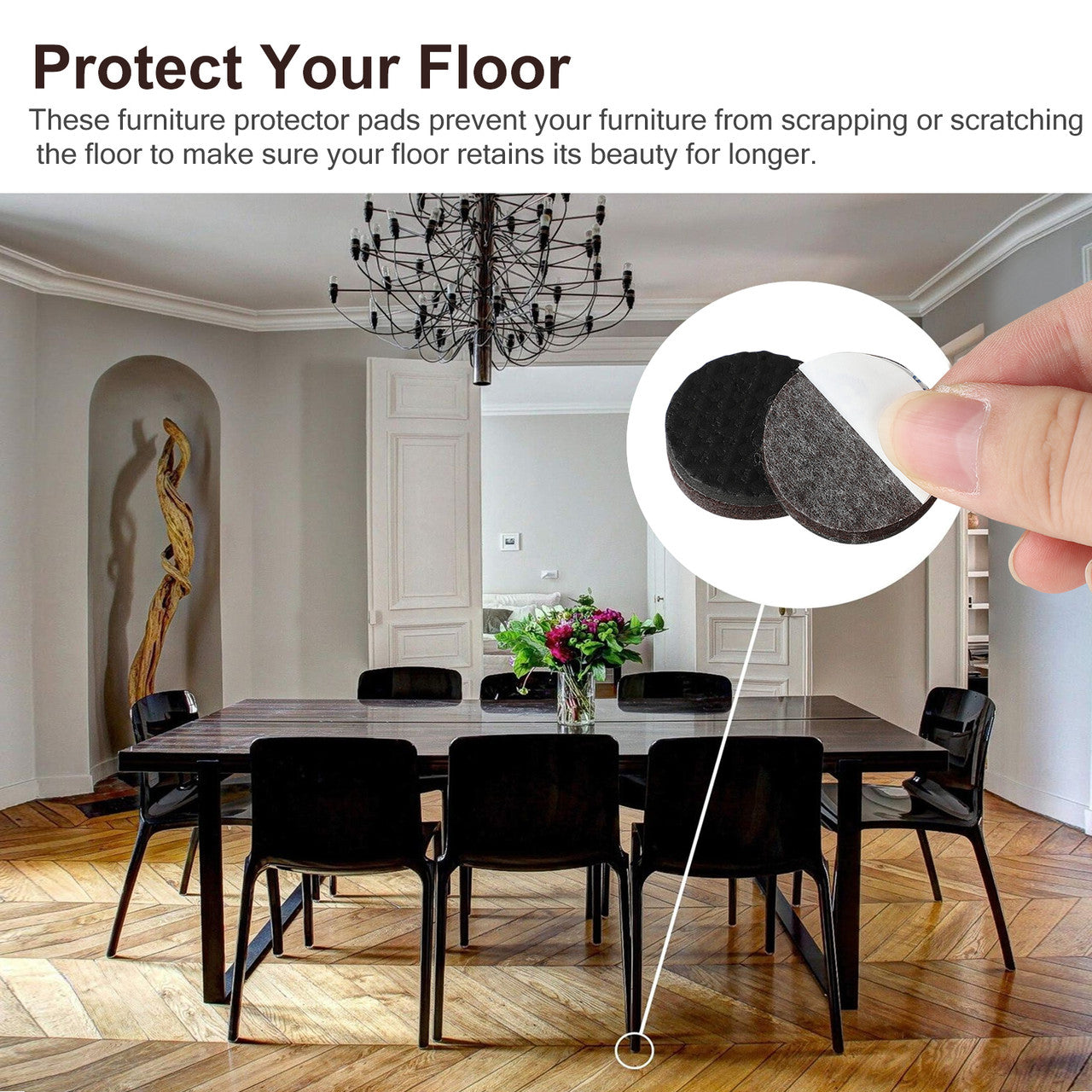 Round Non Slip Furniture Pads 36 pcs 1" Furniture Pads Rubber Feet Hardwood Floors Protection Self Adhesive Anti Scratch Chair Leg Floor Protectors Furniture Grippers for Keep in Place