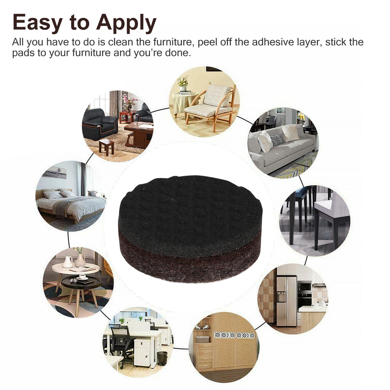 Round Non Slip Furniture Pads 36 pcs 1" Furniture Pads Rubber Feet Hardwood Floors Protection Self Adhesive Anti Scratch Chair Leg Floor Protectors Furniture Grippers for Keep in Place