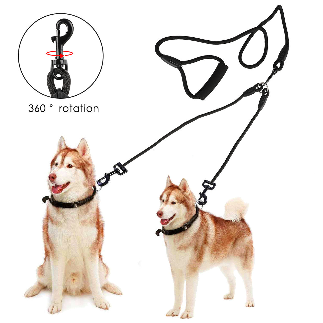 Double Dog Leash, Adjustable Heavy Duty Double Leash for Dogs Dual Dog Leash 360掳Tangle Free & Soft Handle Two Dog Leash, Walking & Training Leash Two Dogs,fit for Medium Dogs