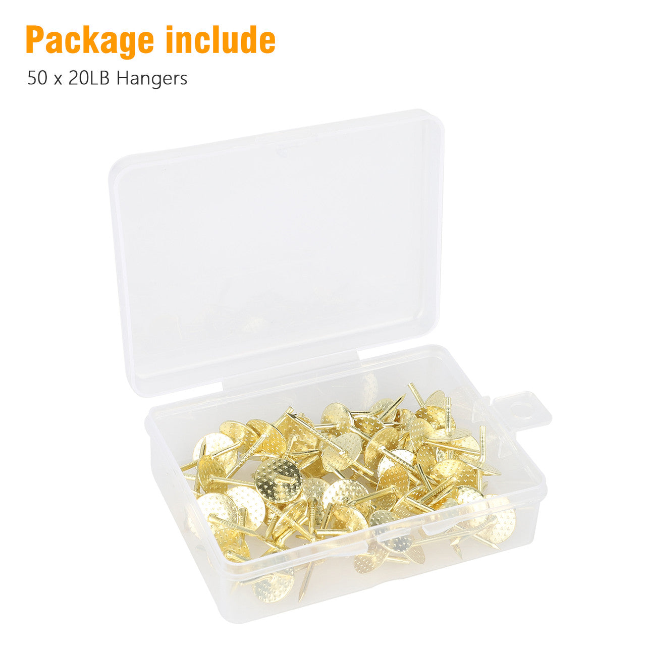 Assorted Wall Nail Hook Fastners for Hanging Picture Hangers, 50pcs