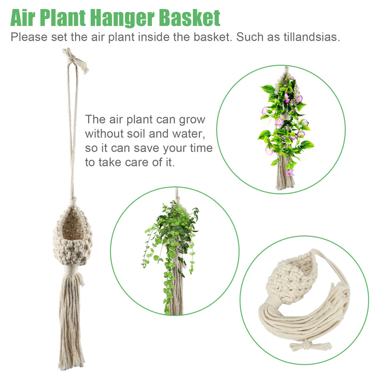 Macrame Plant Flower Pot Air Hanger Basket Rope Holder Indoor Outdoor Home Decor