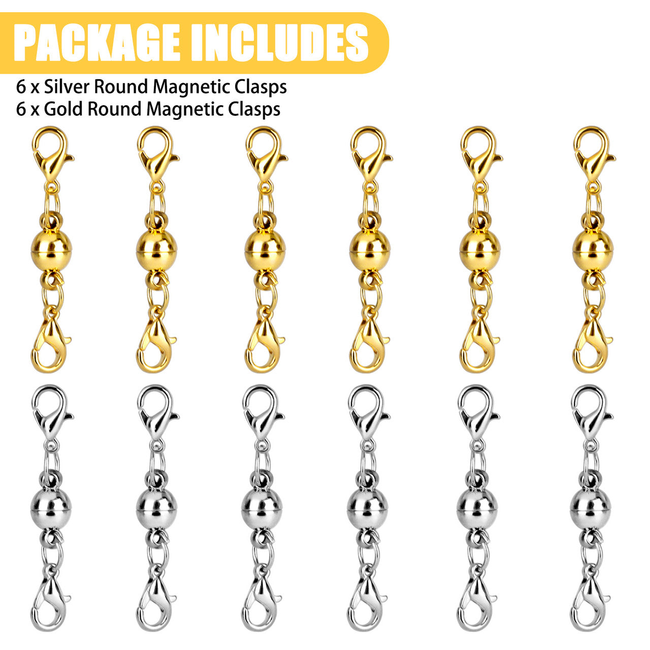 Round Magnetic Lobster Clasps Necklace Bracelet DIY Jewelry Making Crafts, 12pcs