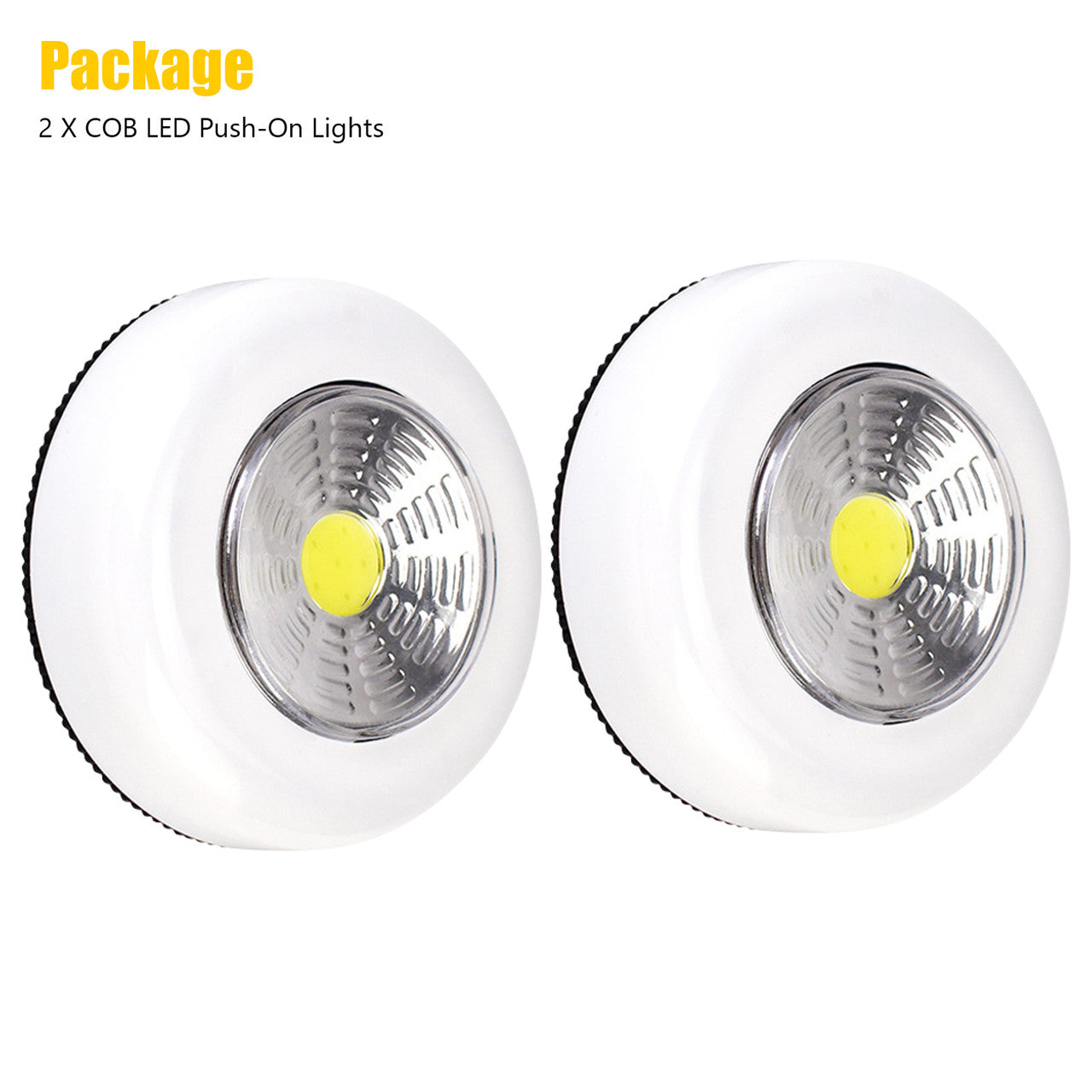 Battery Powered Adhesive COB LED Closet Push Light Wireless 120 Lumens, 2pcs