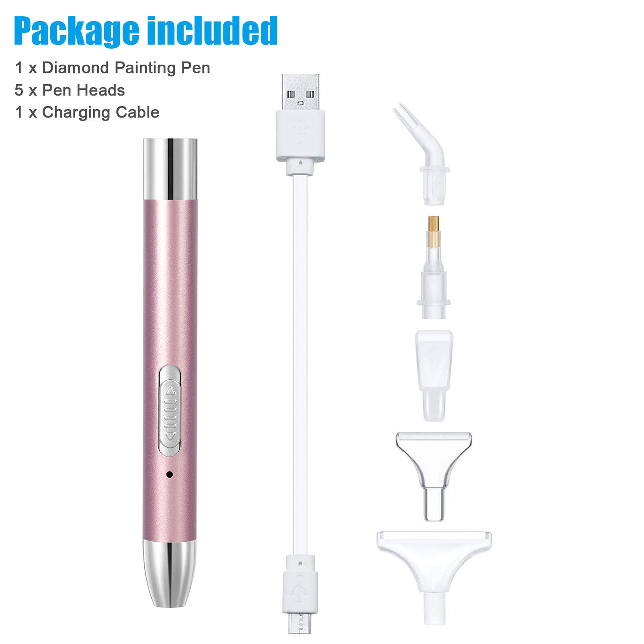 LED 5D Diamond Painting Pen with 5 Different Sizes Pen Heads, for Cross Stitch and Nail Art, Purple