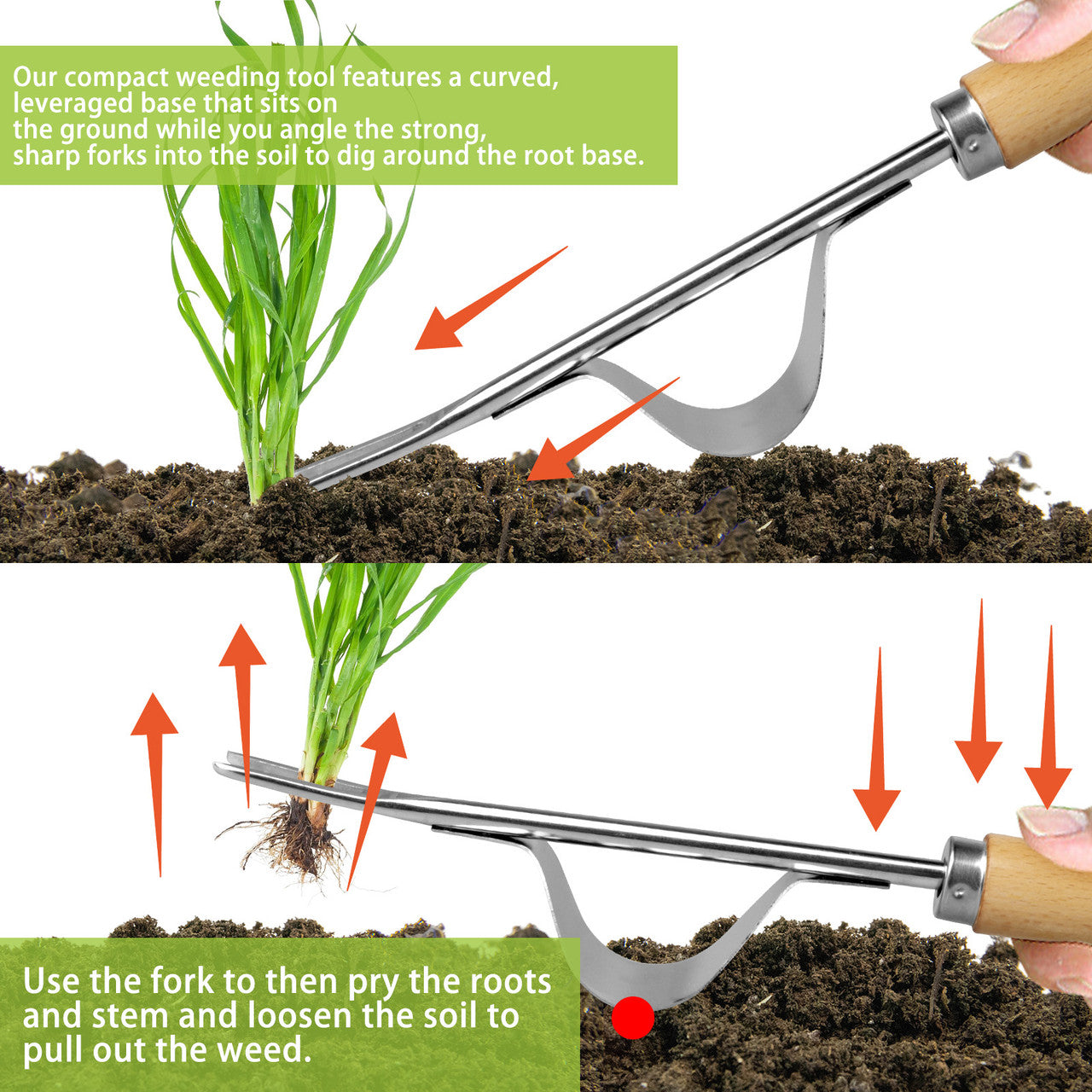 Garden Weeding Tool with Ergonomic Handle, Stainless Steel Bend-Proof for Easy Weed Removal