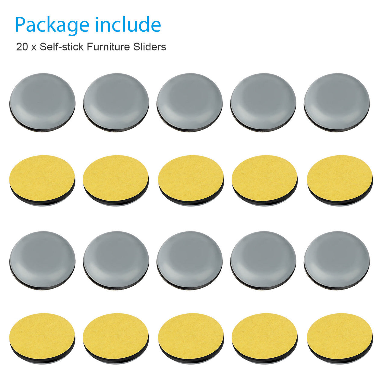 Self-Adhesive Furniture Sliders Carpet Furniture, Heavy Duty Adhesive Slider Mover, Blue, 20pcs