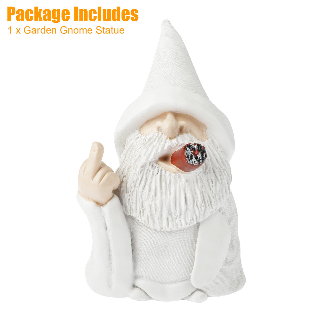 White Robe Smoking Dwarf Resin Ornament Decoration