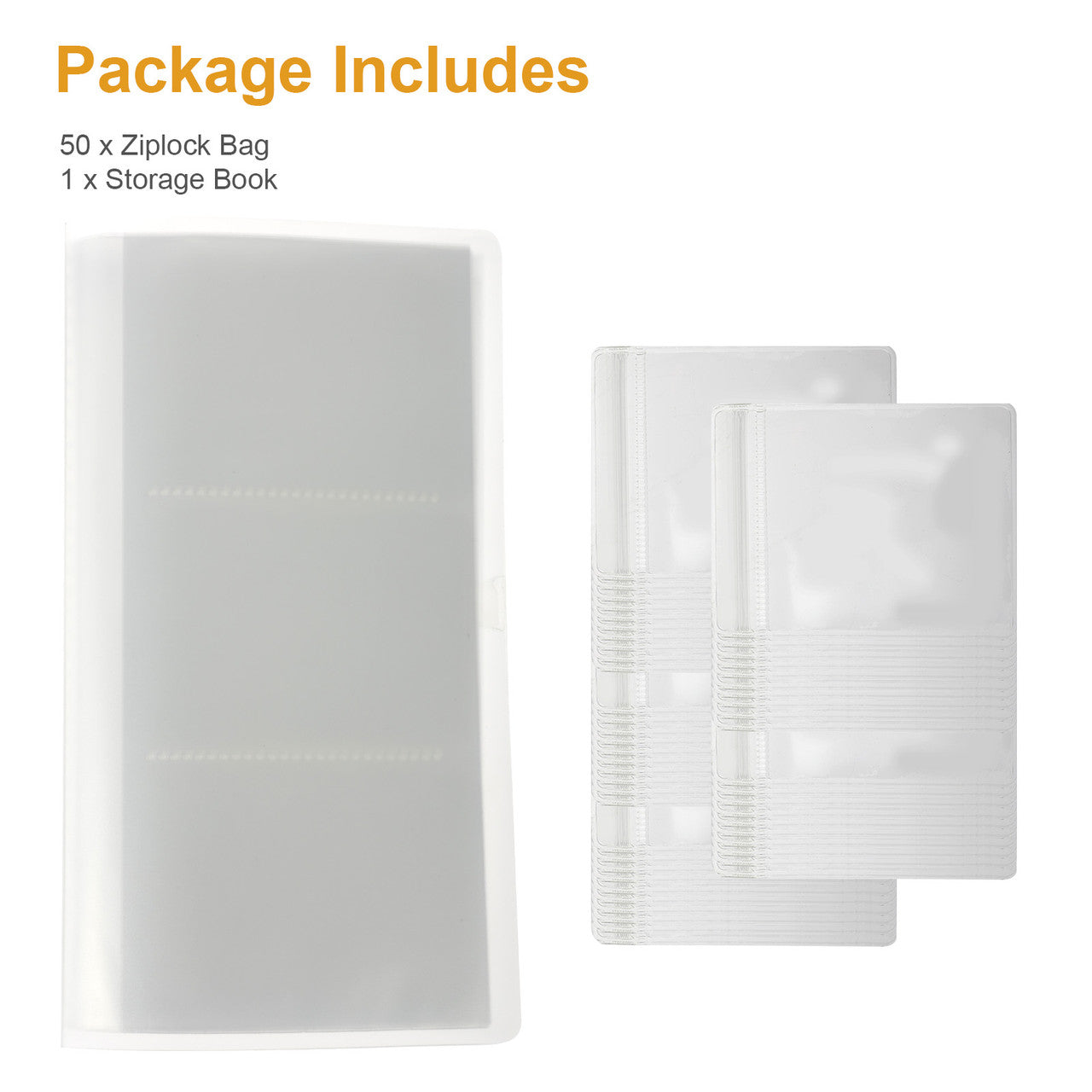 Quality Jewelry ZipLock Reclosable Clear Disposable 50pcs Plastic Bags and 84 Card Slots in 1 Book