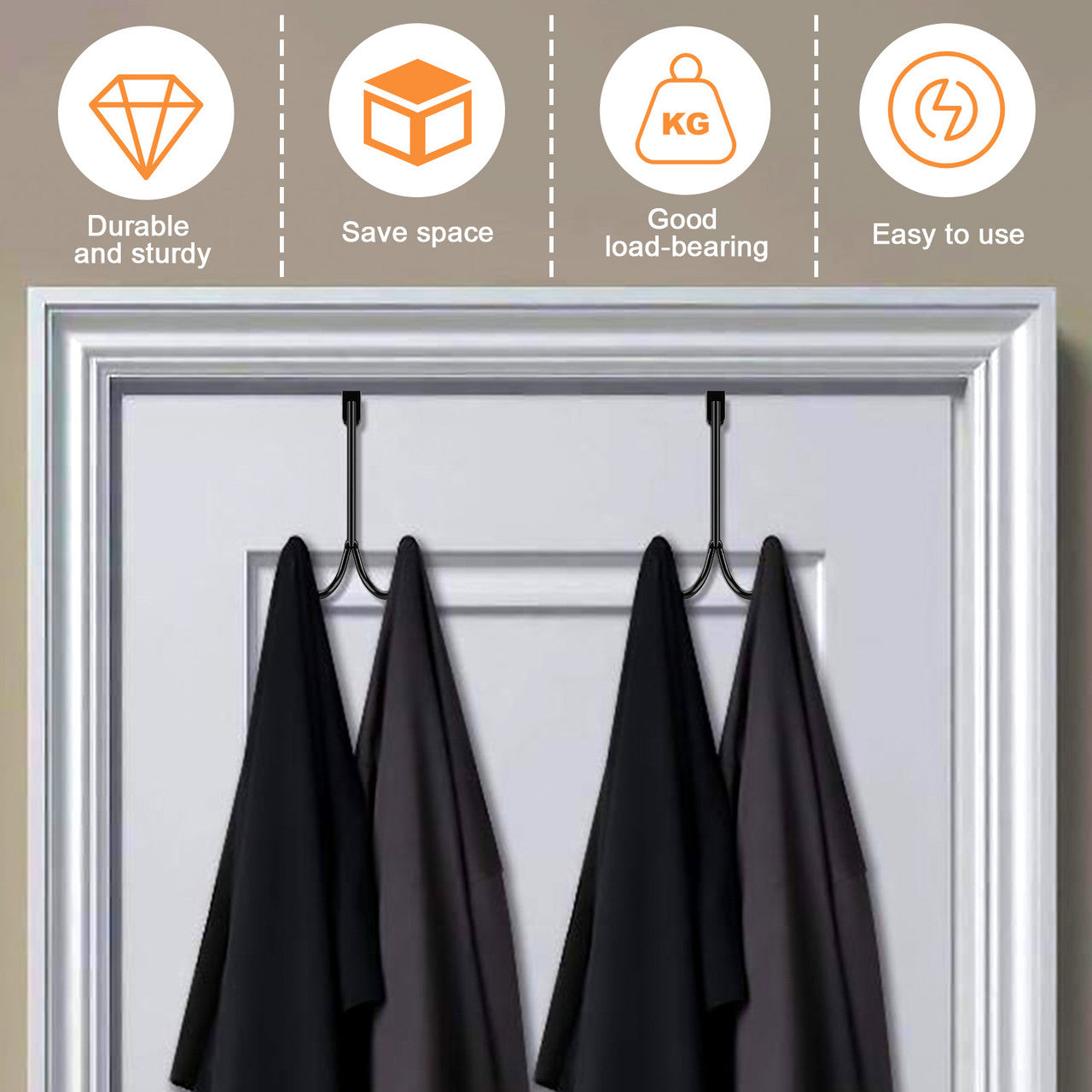 Double Hook Behind The Door Hooks with Rugged and Durable Design and Internal Protection