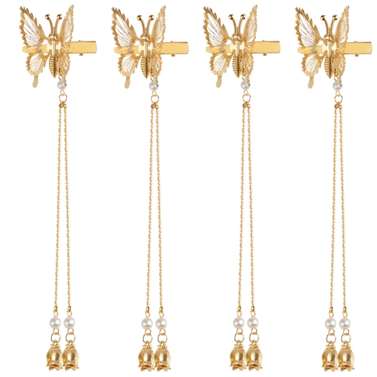 Elegant Design Tassel Butterfly Hair Clip, Perfect as a Gift for Woman and Girls, Gold, 2PCS
