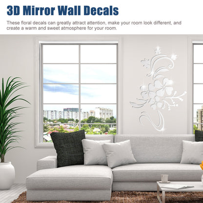 Self-Adhesive Flower 3D Mirror Wall Stickers with a Strong Stickiness and Elegant Design