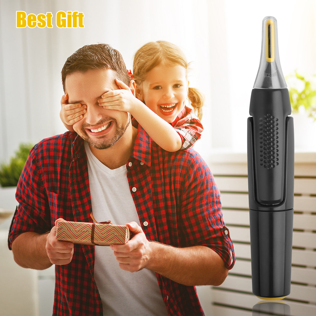 Electric Hair Trimmer with an Anti-Slip Grip and a Ultra Thin Head, 15" Side Elevation Design