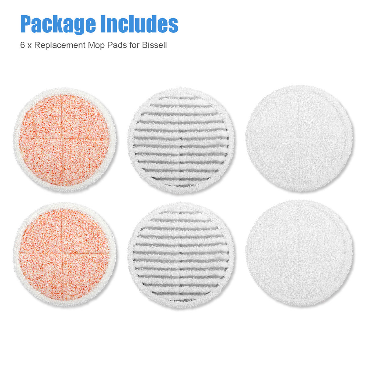 Replacement Mop Pads, Easy to Remove and to Reaplce, for Bissell powered hard floor mops, 6Pcs
