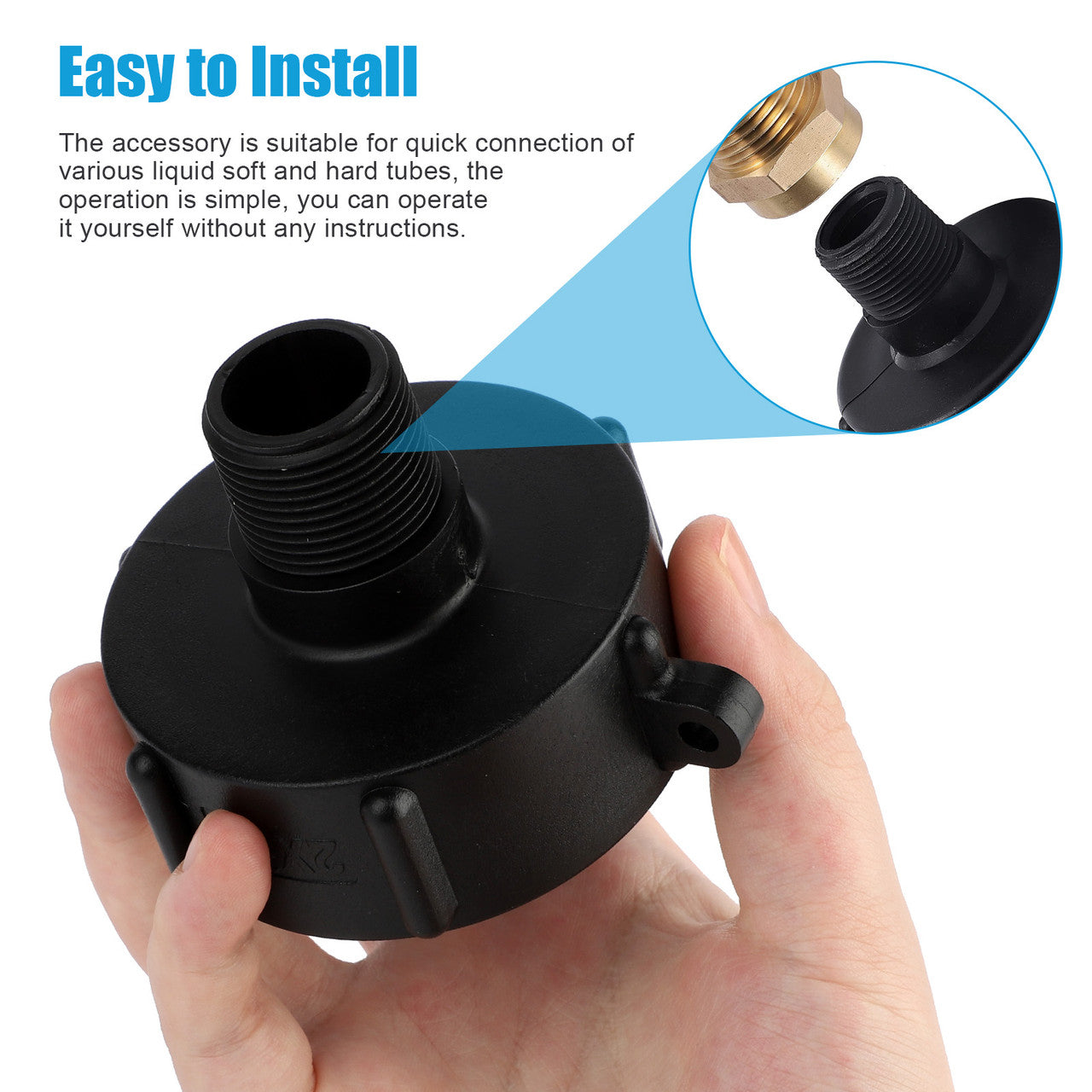 IBC Tote Tank Adapter Fine Thrd 2" with Leak Proof Protection, Simple and Durable, Connector