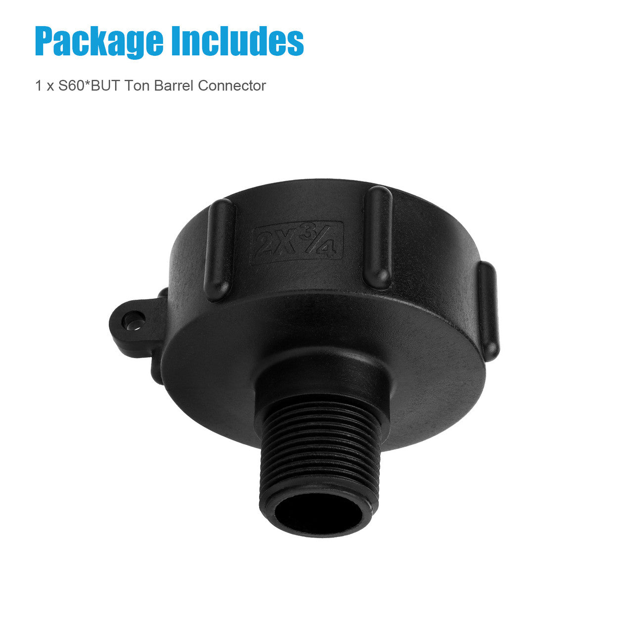 IBC Water Tank Ton Barrel Connector-S60-6MM Female X 3/4” BSP Male , Garden Hose, Drain Plug Connector Drain Adapter(Black)