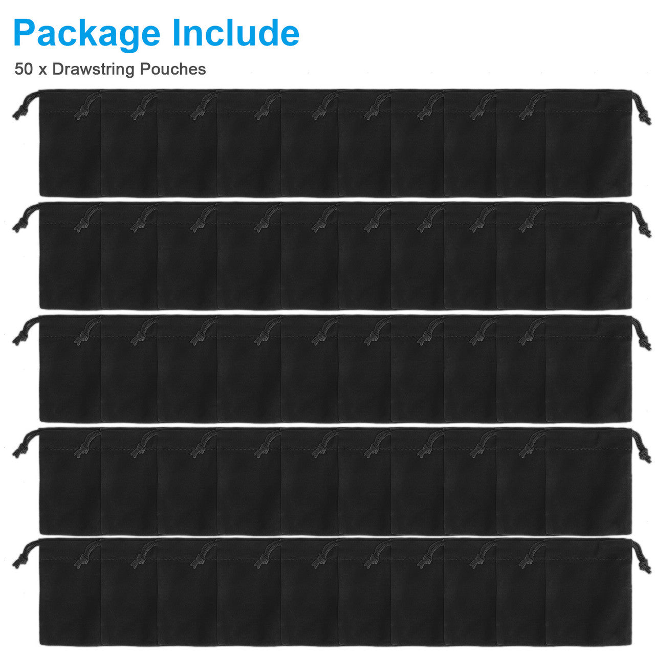 50 Packs Velvet Drawstring Velour Pouch Gift Bag-Drawstring Velvet Gift Bags for Wedding, Birthdays, Christmas, Jewelry Packing (Black)