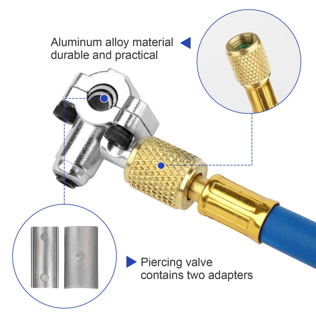 R134a Refrigerator Freon Recharge Hose with Bullet BPV31 Piercing Valve - Include R12 to R134a Conversion Kit for A/C Pro Refrigerant & BPV31 ( Refrigerator Freezer Fluoridation Kit Tool )