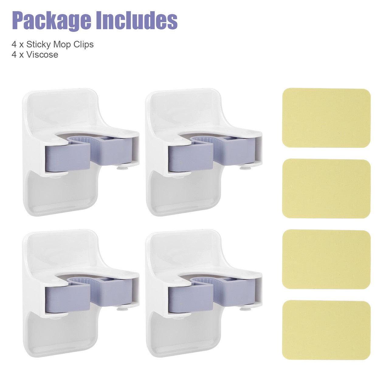 4 Pcs Broom Holder - Sturdy Broom Holder Wall Mount, Broom Gripper Holds Self Adhesive No Drilling Super Anti-slip,Kitchen,Garage Storage Systems