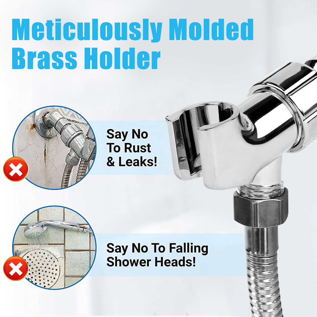 Five Speed Booster Shower Head with 59” Hose - Solid Brass Adjustable Swivel and Stainless Steel 59 Inch Hose, Durable and Long Life, No Rust, No Leaks, 5 Spray Modes, 360 Degree Rotation (Stainless Steel)