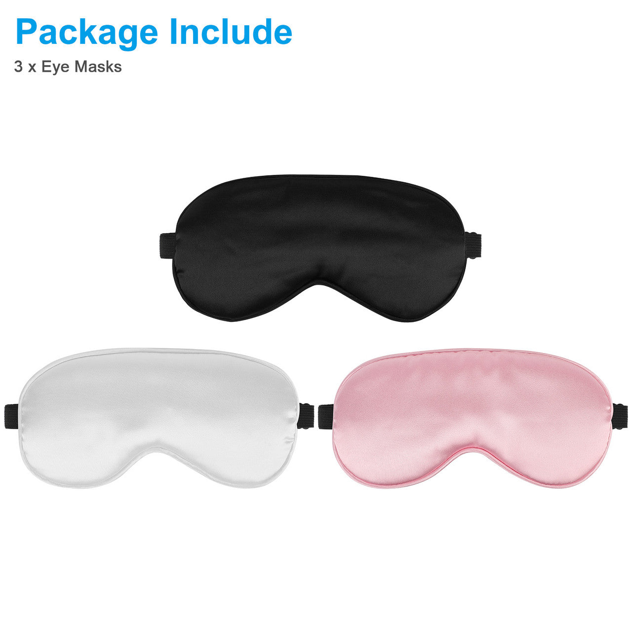 3 Packs Soft Sleeping Mask - Super Soft Eye Masks with Adjustable Strap Lightweight Comfortable, Perfect Blocks Light (Black / Gray / Pink)