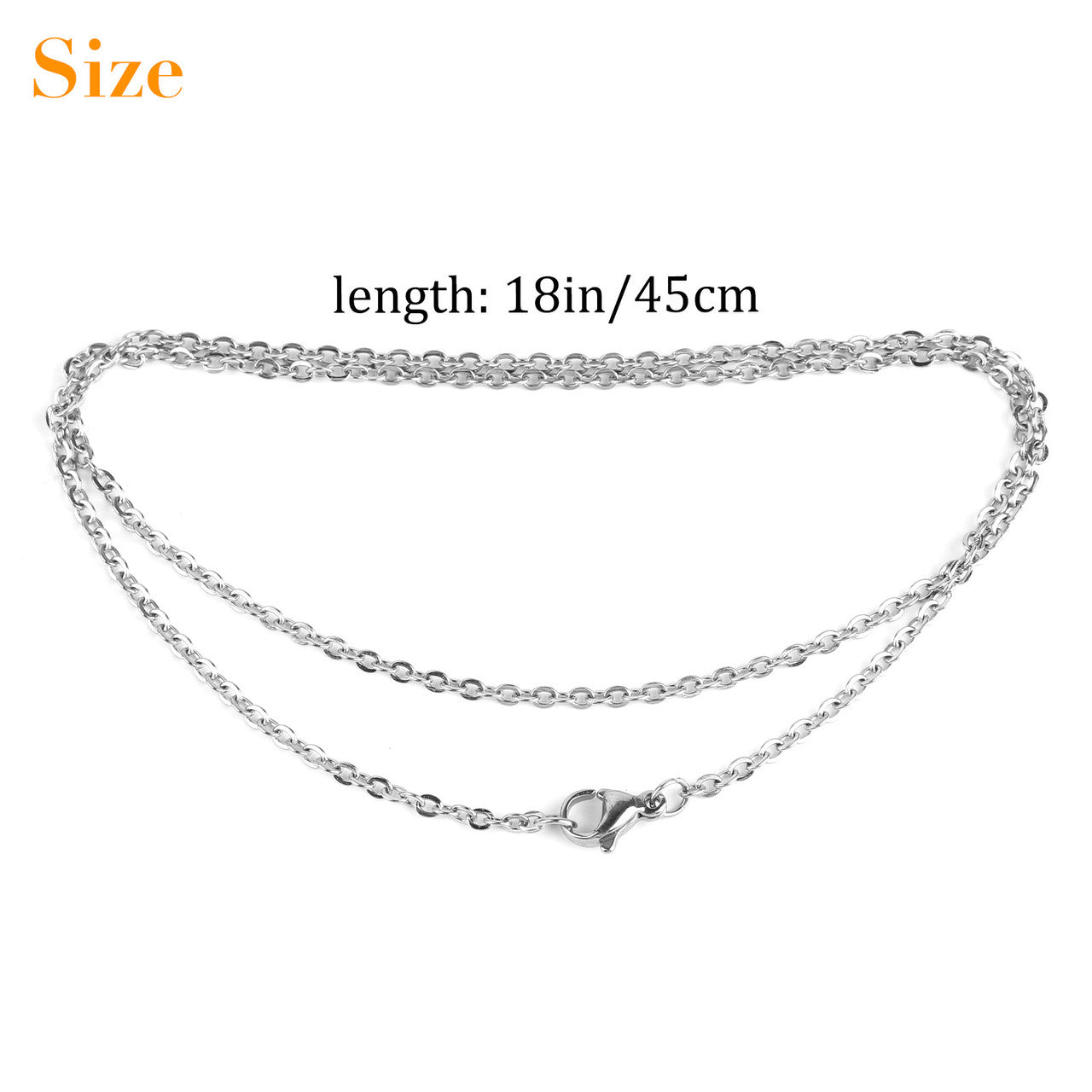 50 Packs Stainless Chain Necklace - 2MM Stainless Steel Link Cable Chain Necklace Bulk for DIY Jewelry Making Supplies Silver (18 Inches)