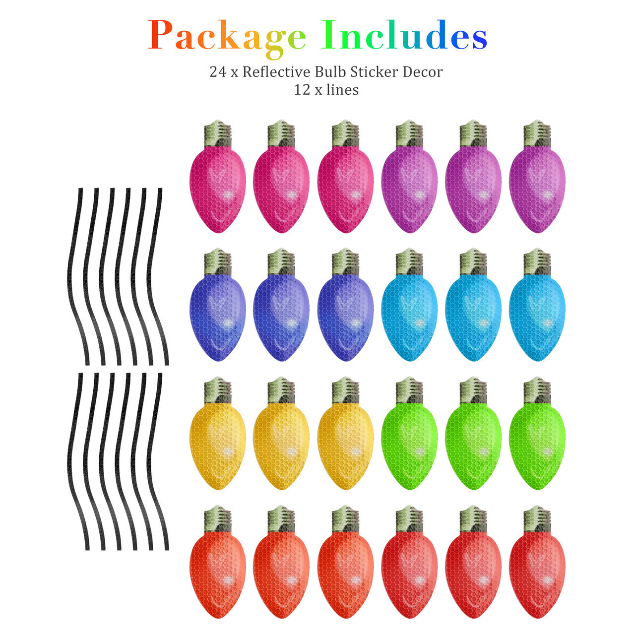 36 Packs Magnetic Christmas Lights Stickers - Reflective Bulb Lights Magnets - For Xmas Holiday Birthday Cars Mailbox Window Decoration Any Metal Surface Car Refrigerator Washer Dryer