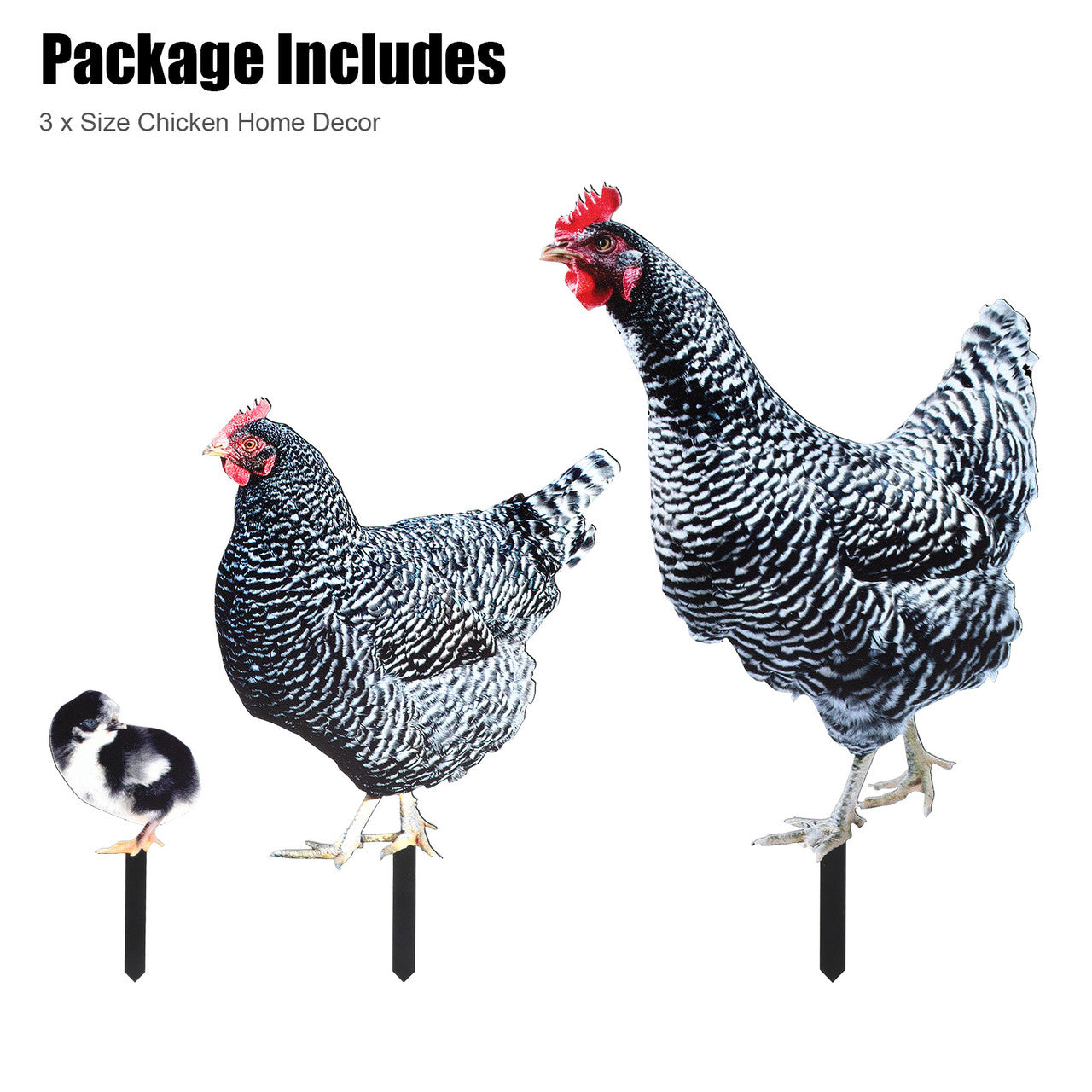 3 Pieces Chicken Family Backyard Set - Yard Art Garden Decoration Rooster Hen Chick Yard Decor Garden Acrylic Statue Decor Animal Decor