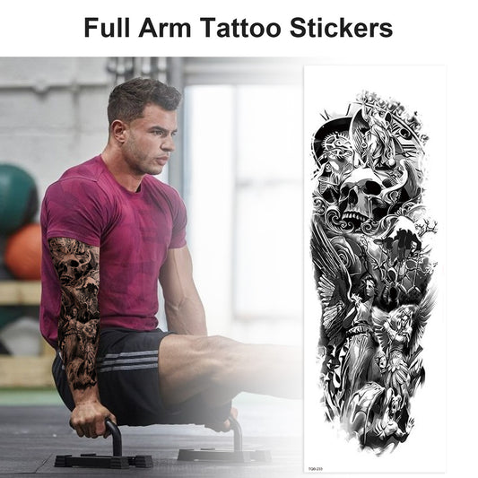 10 Packs Full Arm Tattoo Stickers -  suitable for adult men women young adults various temporary tattoo styles are wolf tattoo,skull, dragon,etc