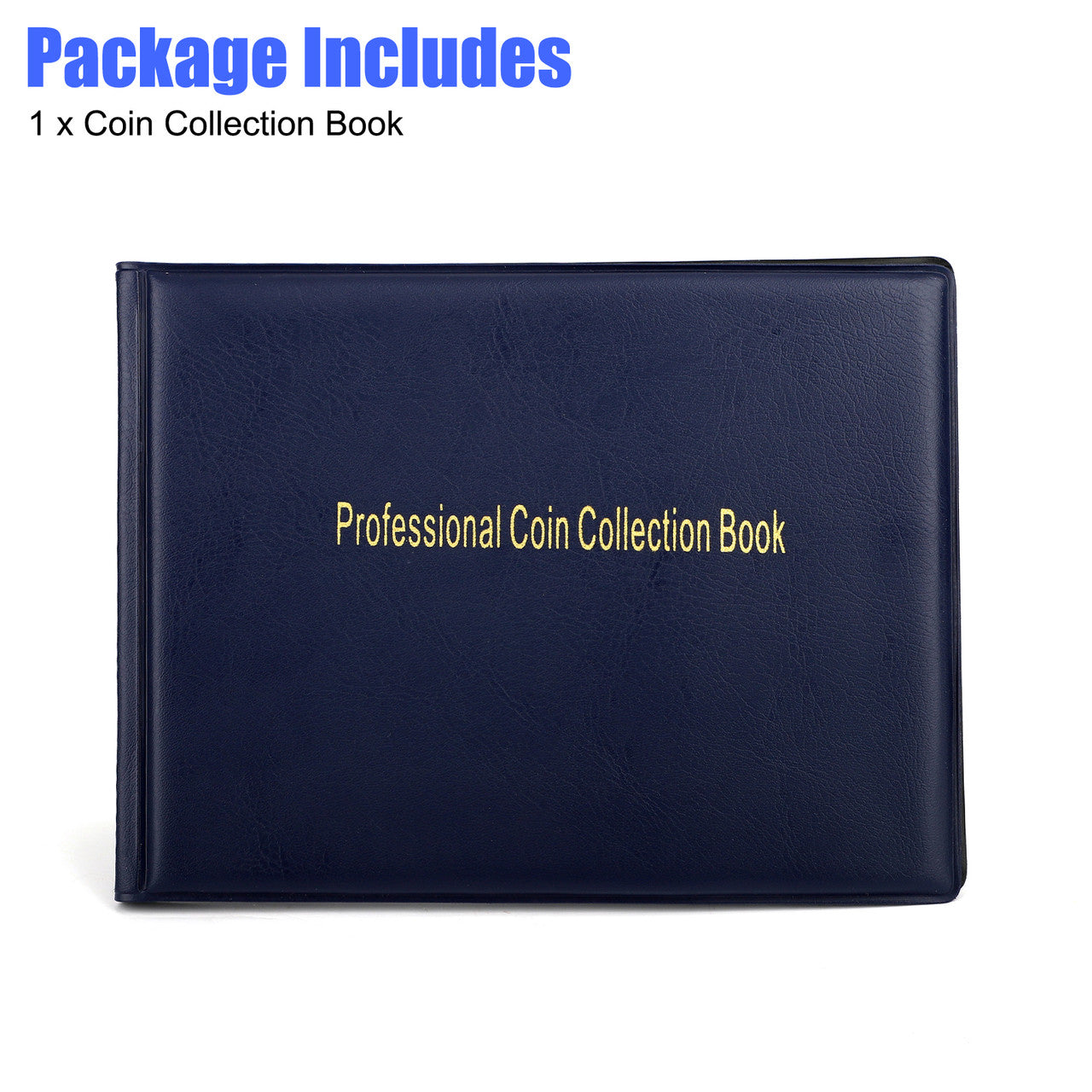 240 Pockets Coin Collection Book - Coin Grid Measures Approximately 1.26" X 1.18" Collectible Pennies, Quarters, Dimes and More (Dark Blue)