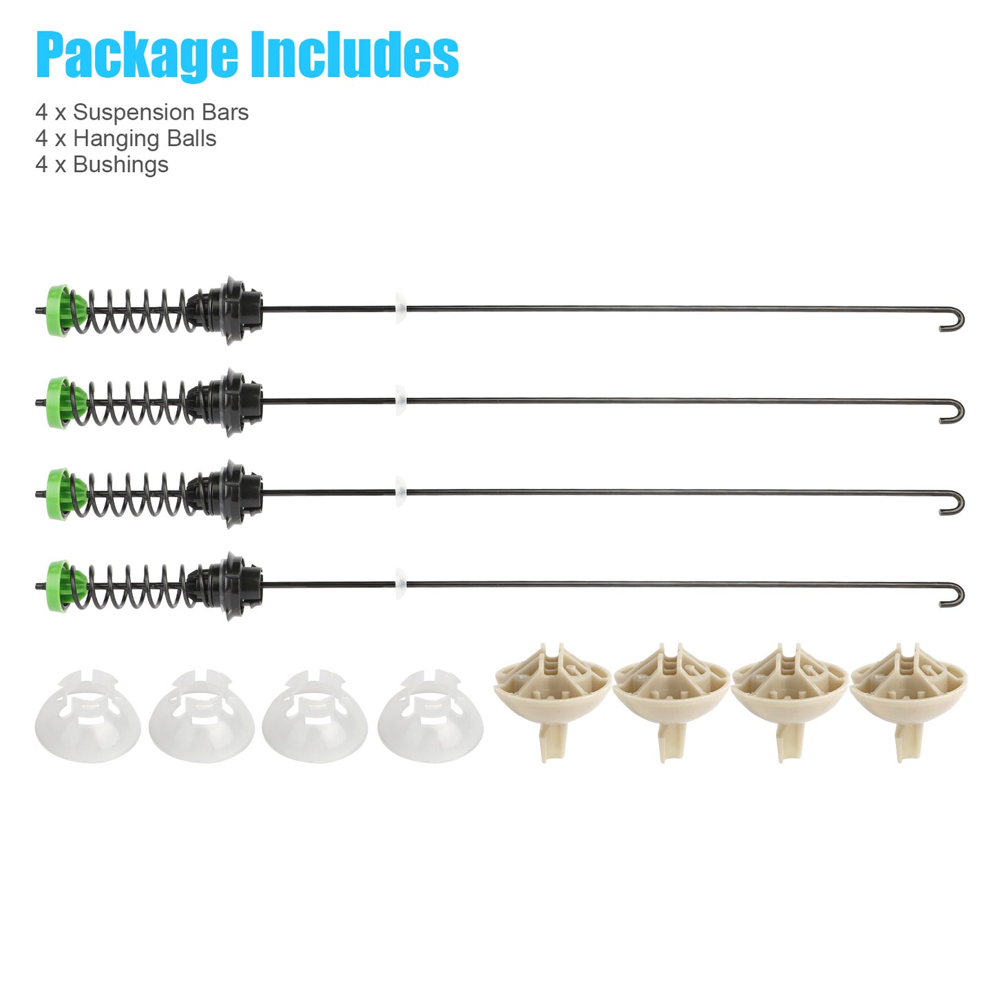 4PCS W11130362 Suspension Bar Kit - Reduce Washer Vibration, Compatible with Whirlpool Maytag and More