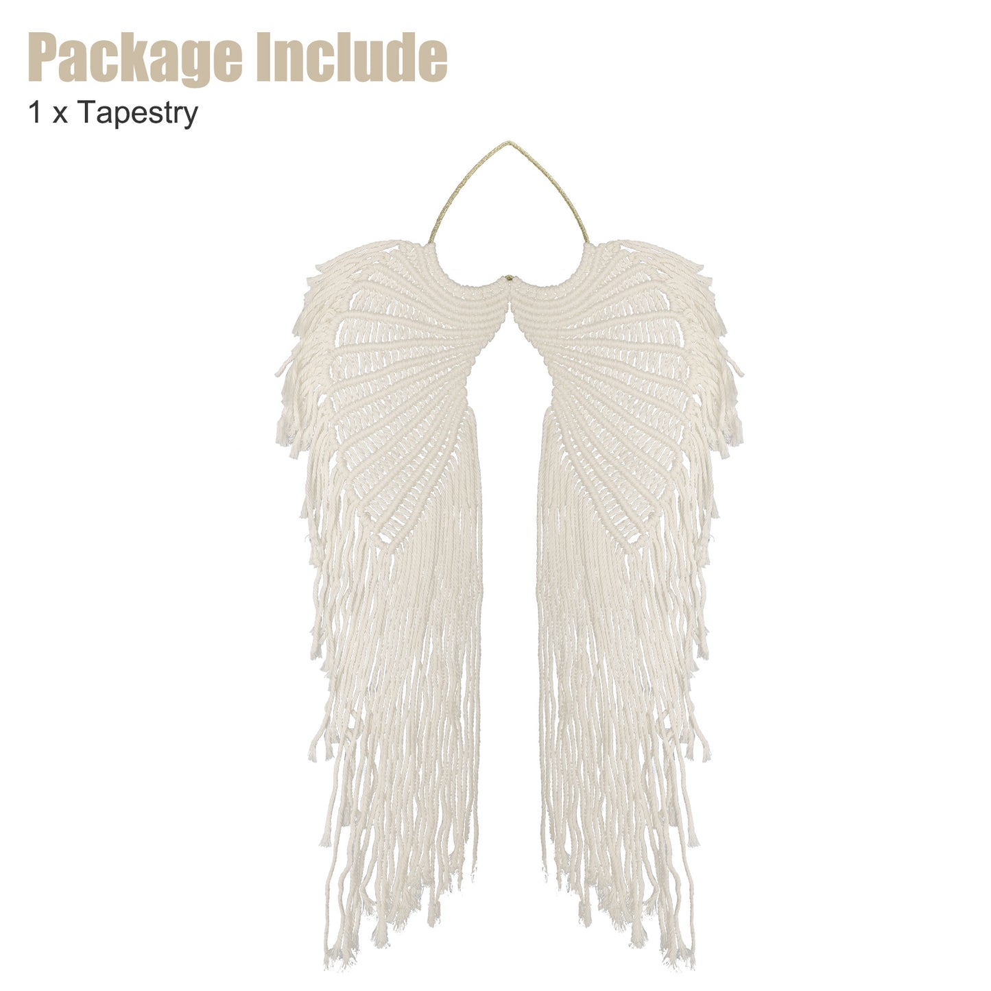 Bohemian Angel Wings Tapestry - Macrame Hanging Tapestry,Woven Tapestry Wall Tapestry,Dream Catcher Wall Art,Boho Hanging Tapestry Room Decor Wall Decor (Beige)