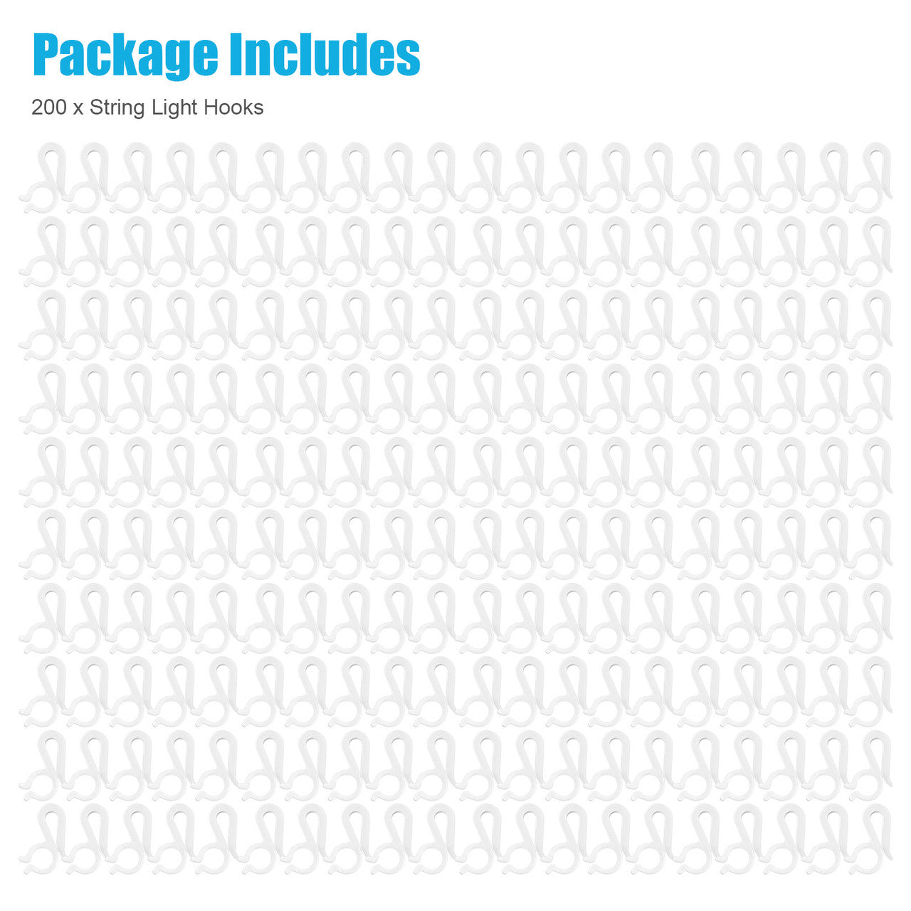 200 Pcs String Plastic Light Hooks - Christmas String Light Hooks S Clip Hooks for Xmas Festival Decoration Outside String Lights (White)