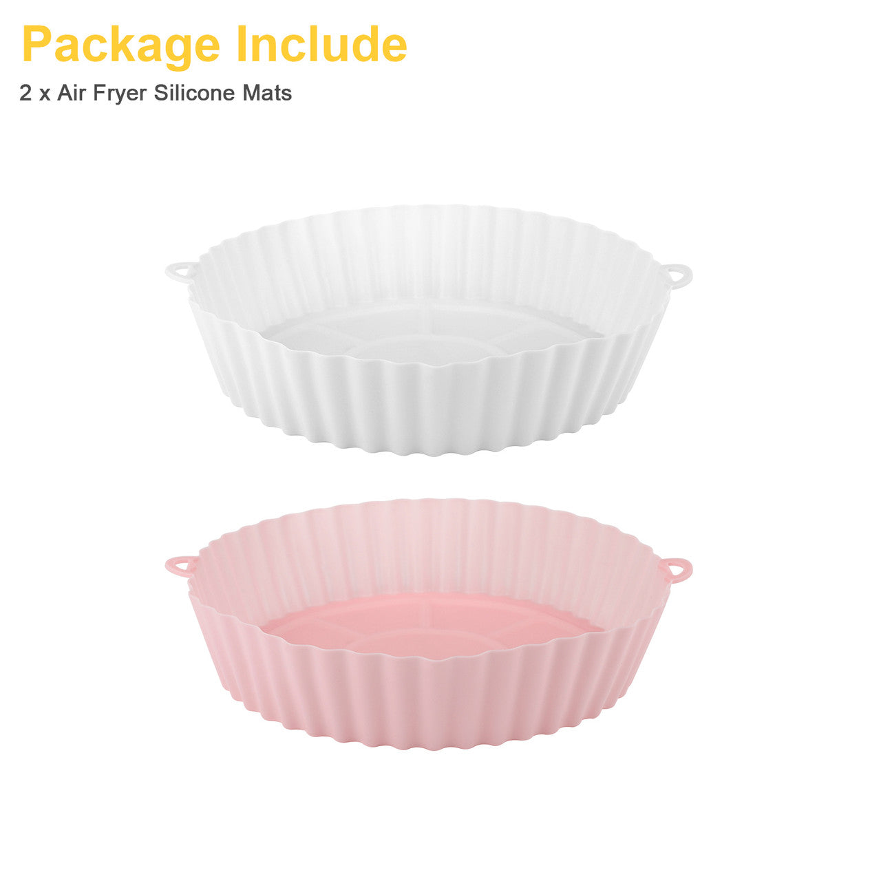 2 Pcs Air Fryer Silicone Mats - 8"BPA free food grade silicone,compatible with most air fryers (Pink/White)