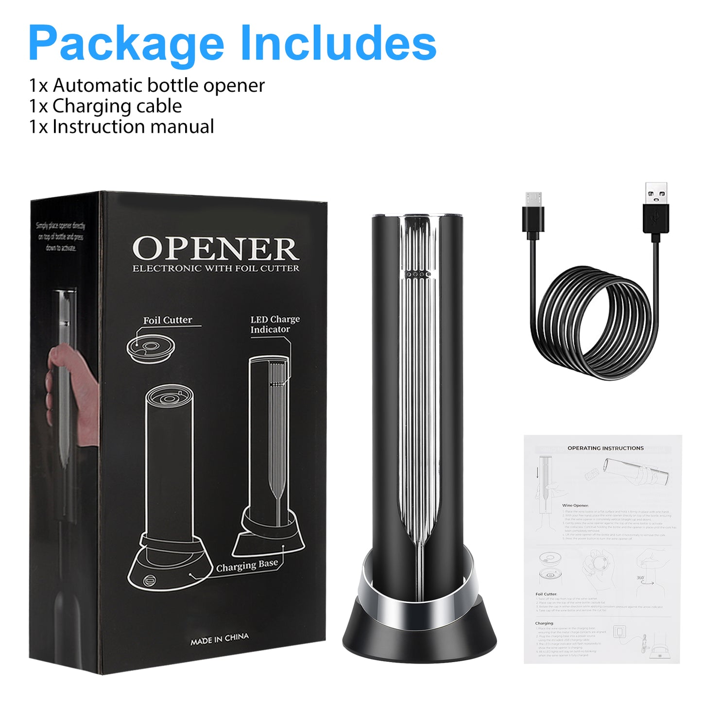 Electronic Wine Bottle Opener with Foil Cutter