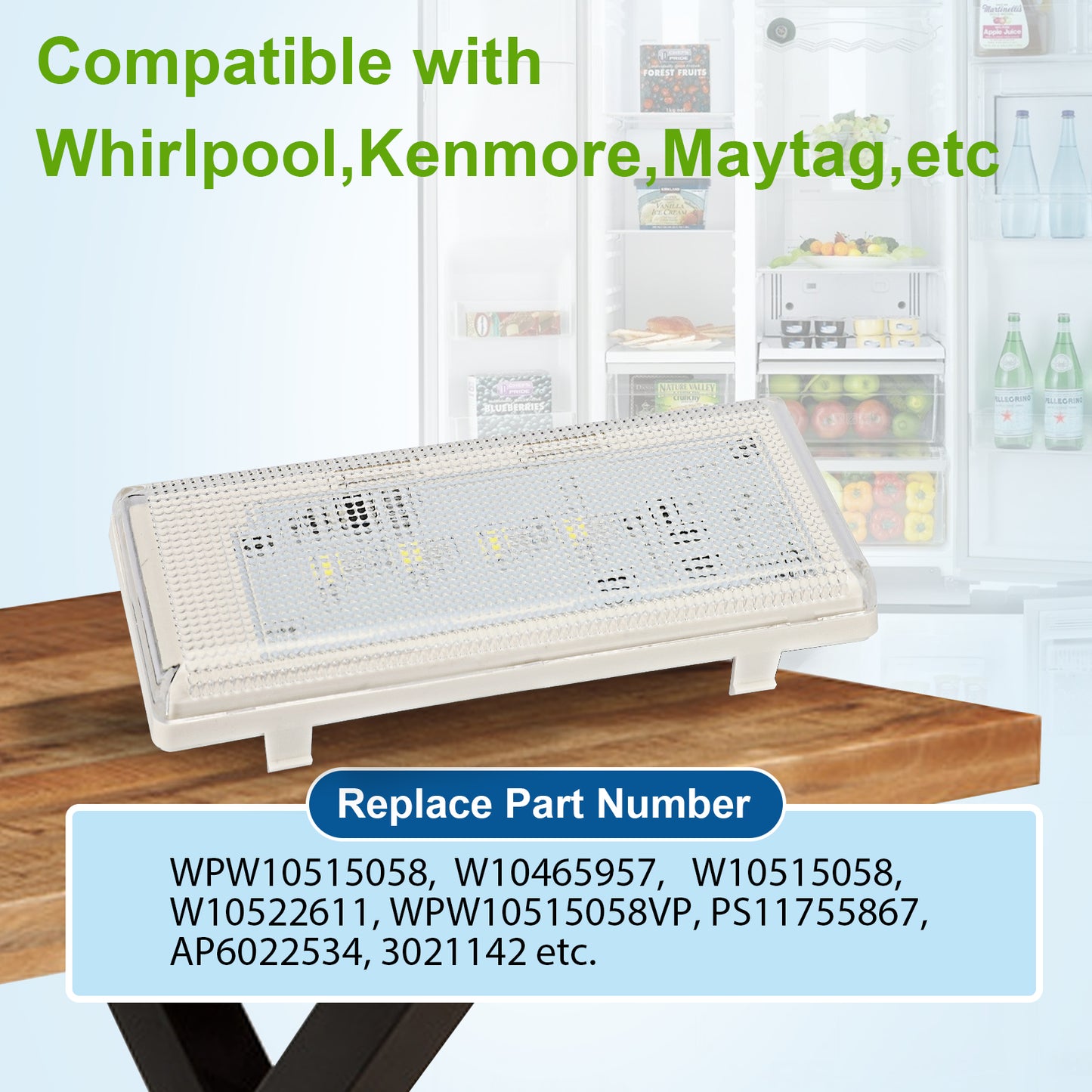 LED light for refrigerator compatible with Whirlpool W10515058