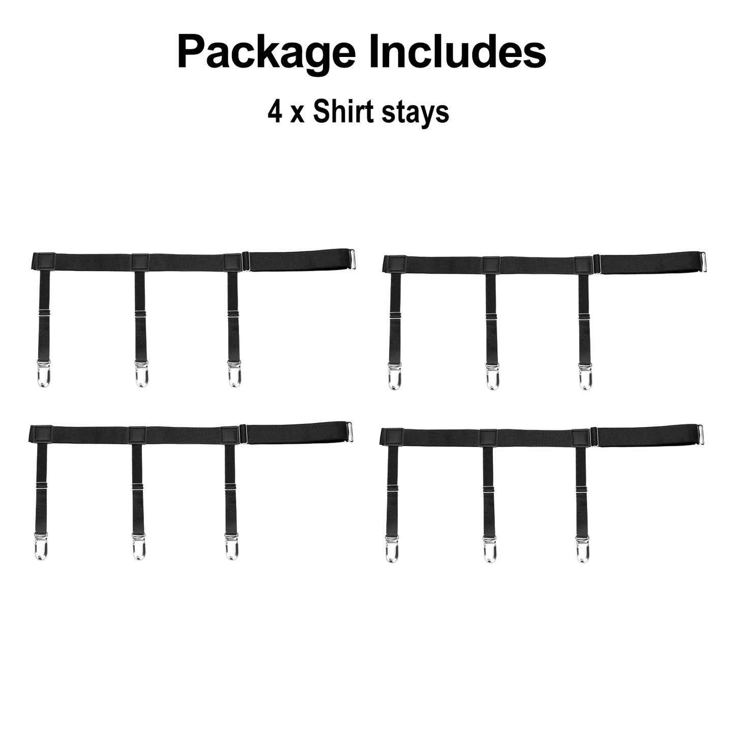 Shirt Stays Holder Garters Belt Elastic Strap Non-Slip Locking Clamps