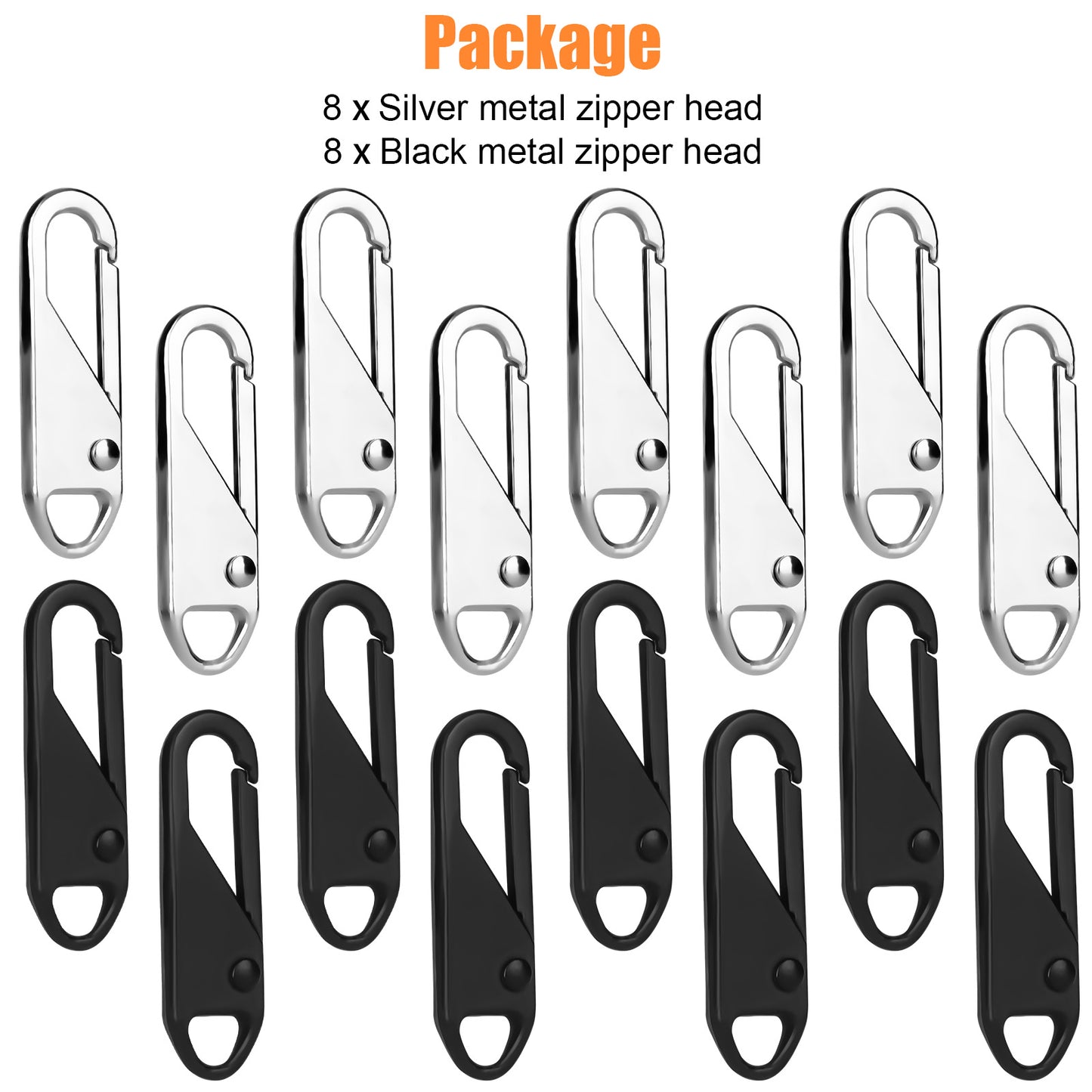 16pcs metal zipper head